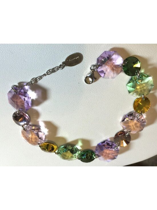 Dyadema Jewelry - Vintage 925 DYADEMA MultiColor Crystal Octagon Bracelet Italy Signed Adjustable